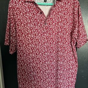 FootJoy Red and White Polo Shirt with Classic Pattern